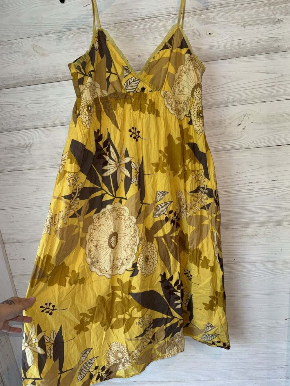Speed Control New York Yellow Floral Print Spaghetti Strap Sundress Size L